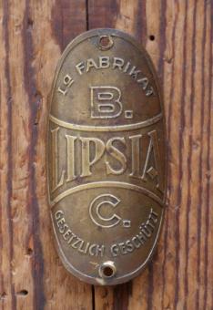 Steuerkopfschild LIPSIA, 20er/30er Jahre, Messing, Originalschild aus Sammlungsbestand 