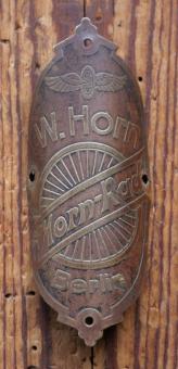 Steuerkopfschild HORN-RAD/Berlin, 20er/30er Jahre, Messing, Originalschild aus Sammlungsbestand 