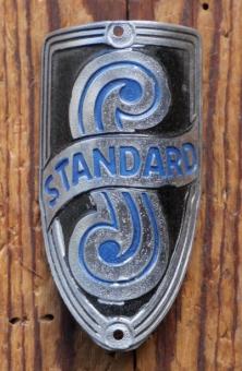 Steuerkopfschild STANDARD, 30er-50er Jahre, Grauguss verchromt/lackiert, NOS 