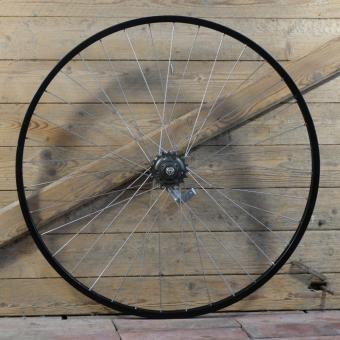 Hinterrad mit Alu-Felge, konkav, schwarz, 28 Zoll (622), Breite ca. 24 mm, Nabe F&S Torpedo 1964, NOS 