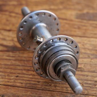 Nabe Hinterrad Fahrrad, F&S Rennnabe, 30er J., verchromt, Ritzelaufnahme beidseitig (Wendenabe), gebr. 