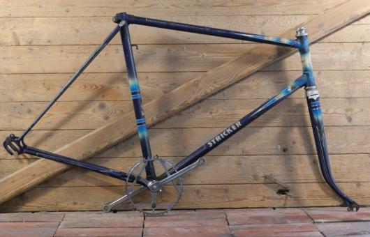 Fahrradrahmen STRICKER, für hochwertiges Sportrad, Herren, 28 Zoll, Stahl, 50er J., blau, gebr. 