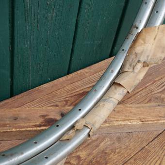 Felgensatz, MAYWEG 26 Zoll (559), Stahl schwarz, Linien silber/weiß, 30er-50er J., NOS 