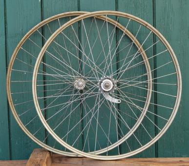 Laufradsatz 26 Zoll (559) für Drahtbereifung, 1953, Hinterrad mit DUREX-Nabe, gebr. 