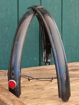 Schutzbleche Satz ADLER, 28 Zoll, Herrenausführung, 40er/50er J., schwarz, Linien weiß, gebr. 