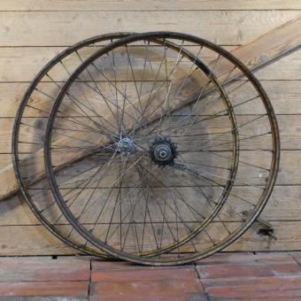 Laufradsatz 26 Zoll (559), für Ballonrad, 1935, Naben: F&S/ F&S Komet verchromt, gebr. 