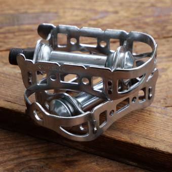 Pedale für Rennrad, WELLGO, Stahl verchromt, original 70er Jahre, NOS 