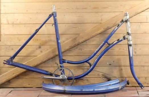 Fahrradrahmen PHÄNOMEN/Hamburg Modell Extraklasse, für Tourenrad, Damen, 1954, 26 Zoll, Stahl, blau/silber, gebr. 