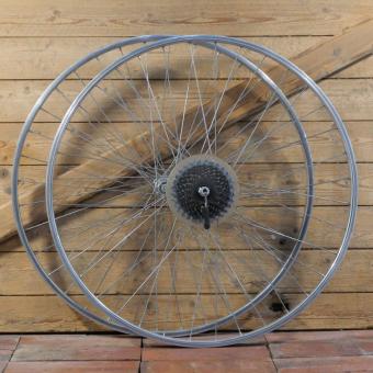 Laufradsatz 28 Zoll (622) ALESA Alufelgen für Drahtbereifung, Hinterrad mit SACHS 3x7-Nabe, gebr. 