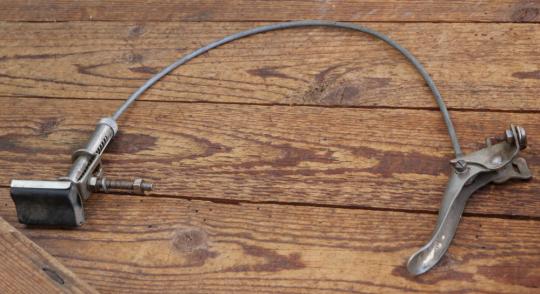 Stempelbremse REICH mit Seilzug u. Hebel, orig. 50er J., vernickelt, gebr. 